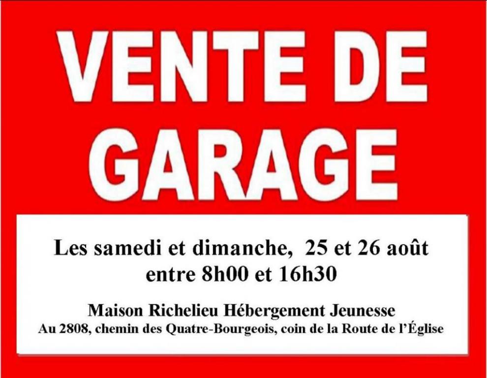 Méga vente de garage de la Maison Richelieu Hébergement Jeunesse